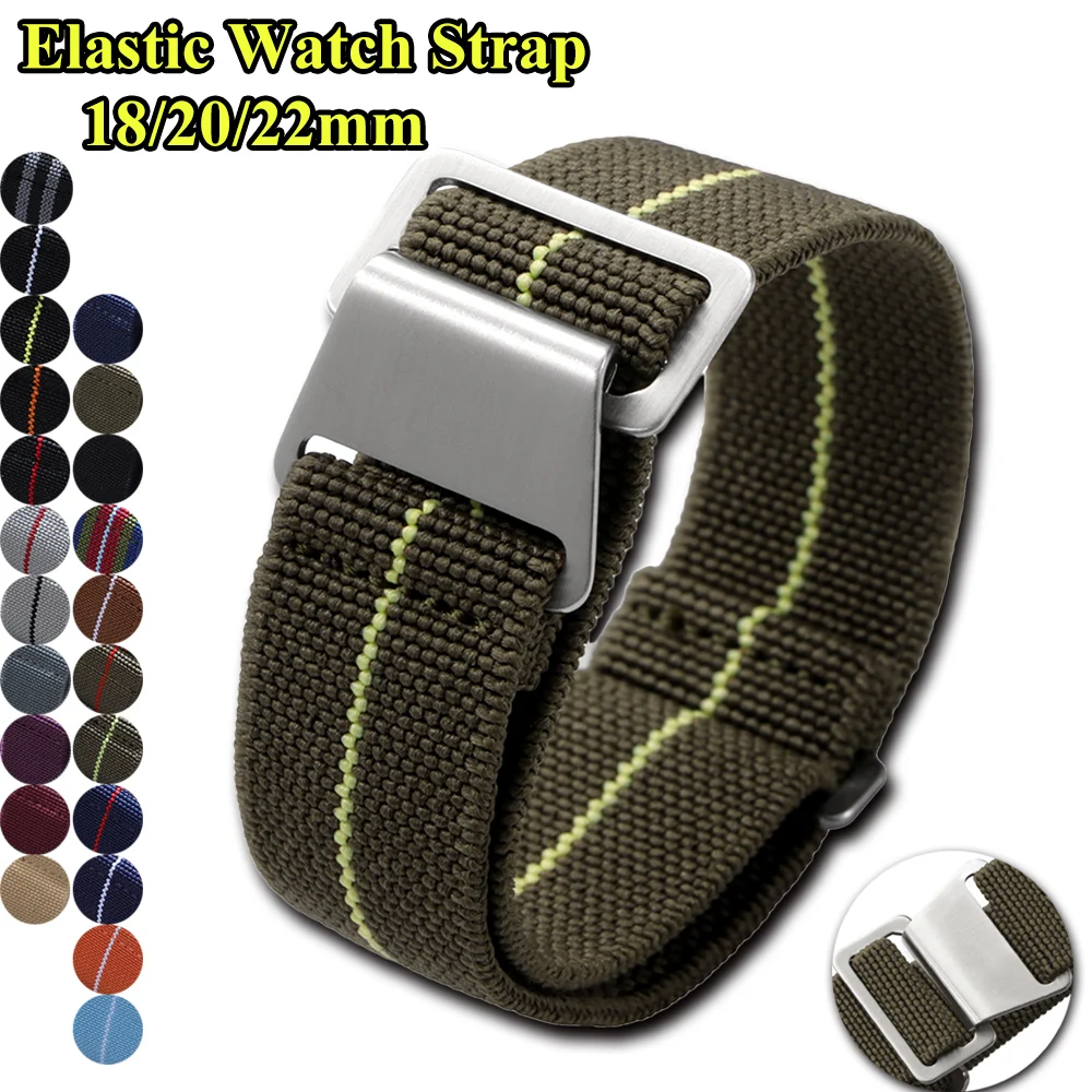 Canvas Strap Watch - 弾性時計ストラップ 18 ミリメートル 20 ミリメートル 22