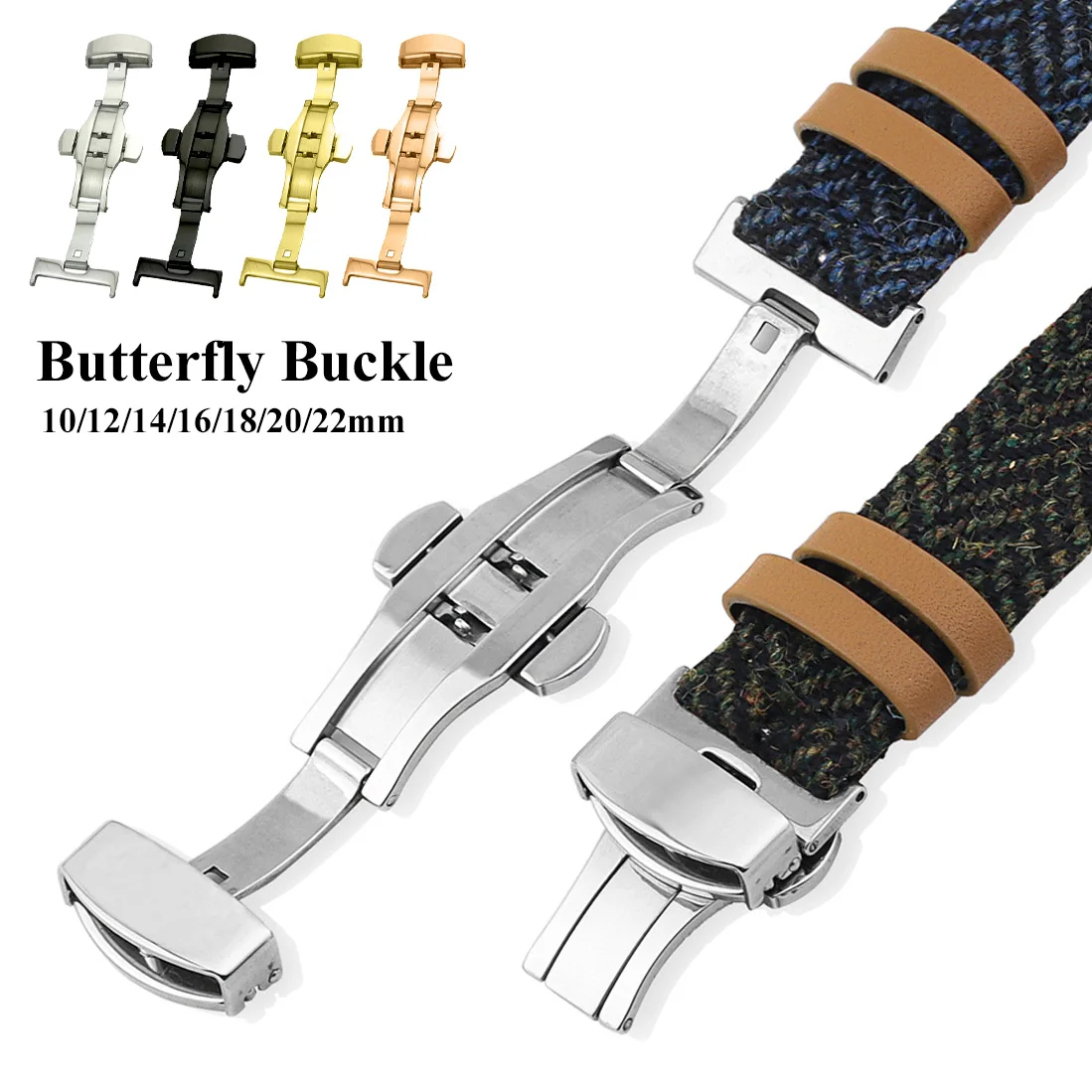 バタフライウォッチバックル,磨かれたマットバンドクラスプ,ス - Canvas Strap Watch のレビューと価格