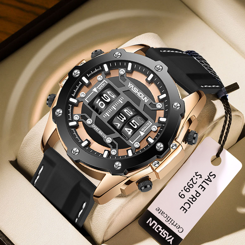 クリエイティブ Watche デジタルクォーツ時計メンズ高級 - Leather Watch Band Men のレビューと価格