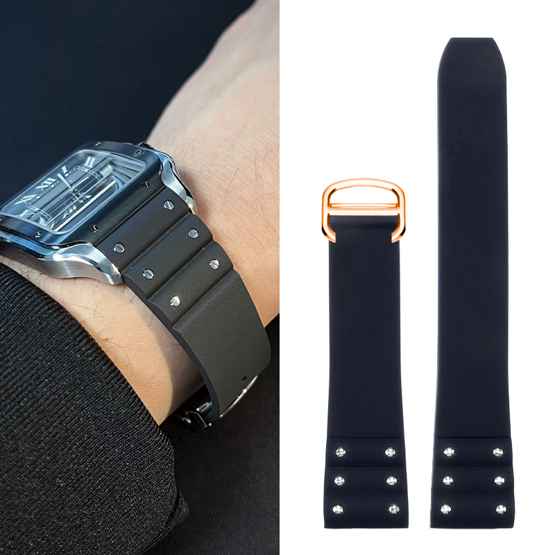高品質のゴム時計バンドカルティエサントス用シリコンストラップ - Cartier Watch Santos のレビューと価格