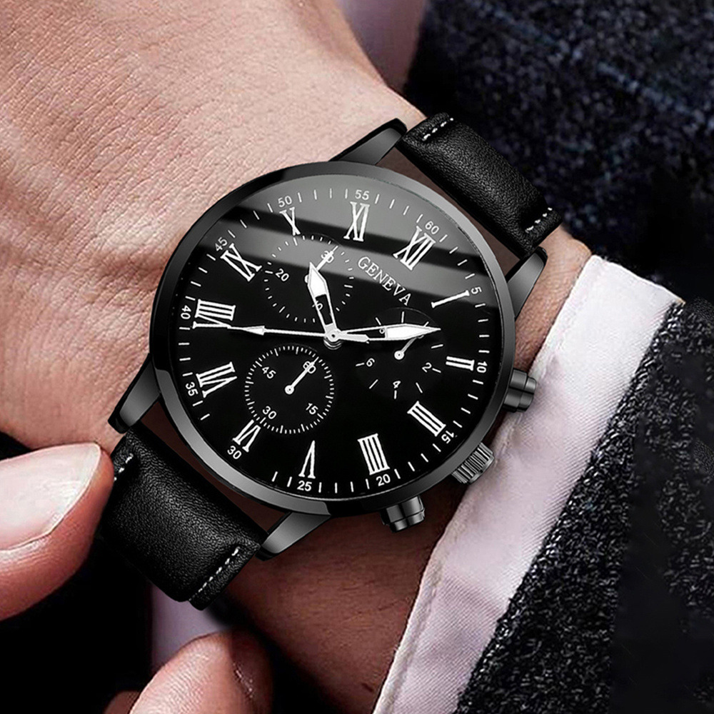 男性用クォーツ時計,男性用クォーツ時計,ローマダイヤル,女性 - Leather Watch Band Men のレビューと価格